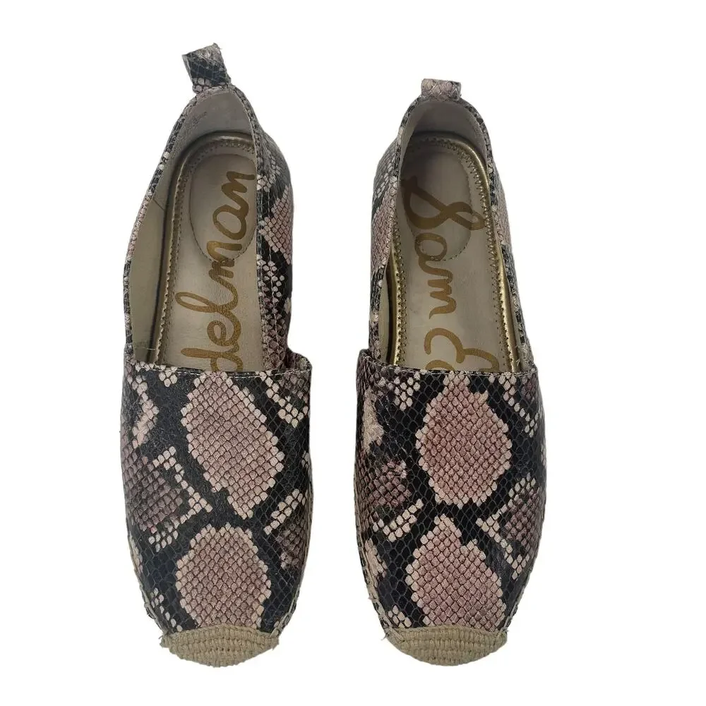 Sam Edelman Khloe Espadrille Pink Black Snakeskin Print Womens 6.5